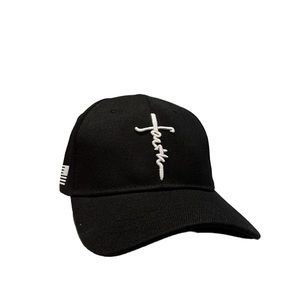 Faith embroidered hat with verse and flag on the side